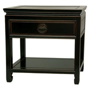 Oriental Furniture Rosewood Bedside Table, Antique Black