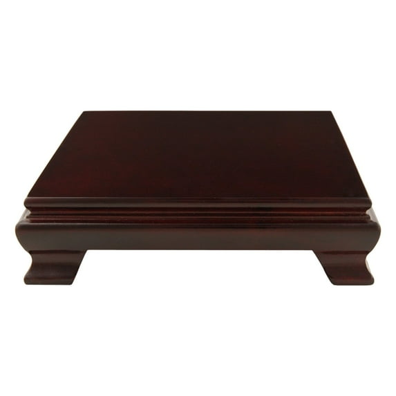 Oriental Furniture Rosewood Scroll Stand, 6", base, rosewood color