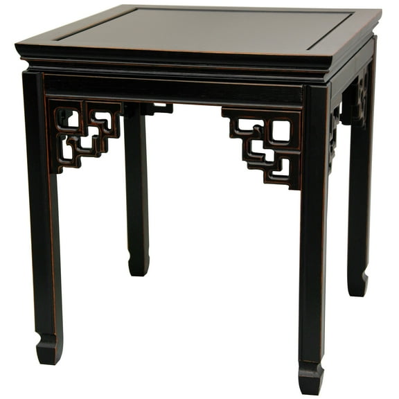 Oriental Furniture Rosewood Square Ming Table, Antique Black