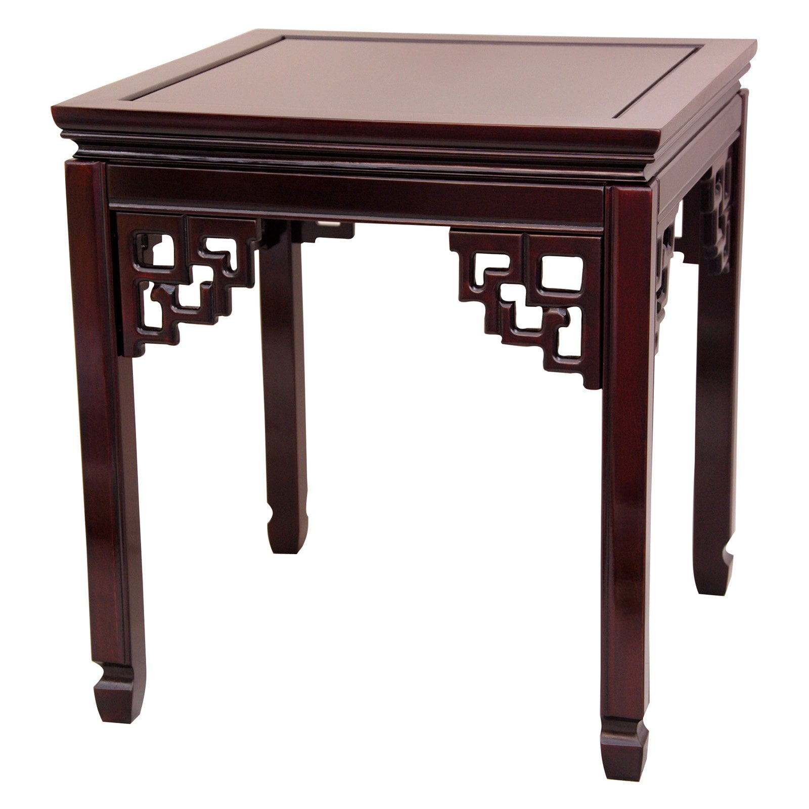 Rosewood Square End Table with Hand Carved Design