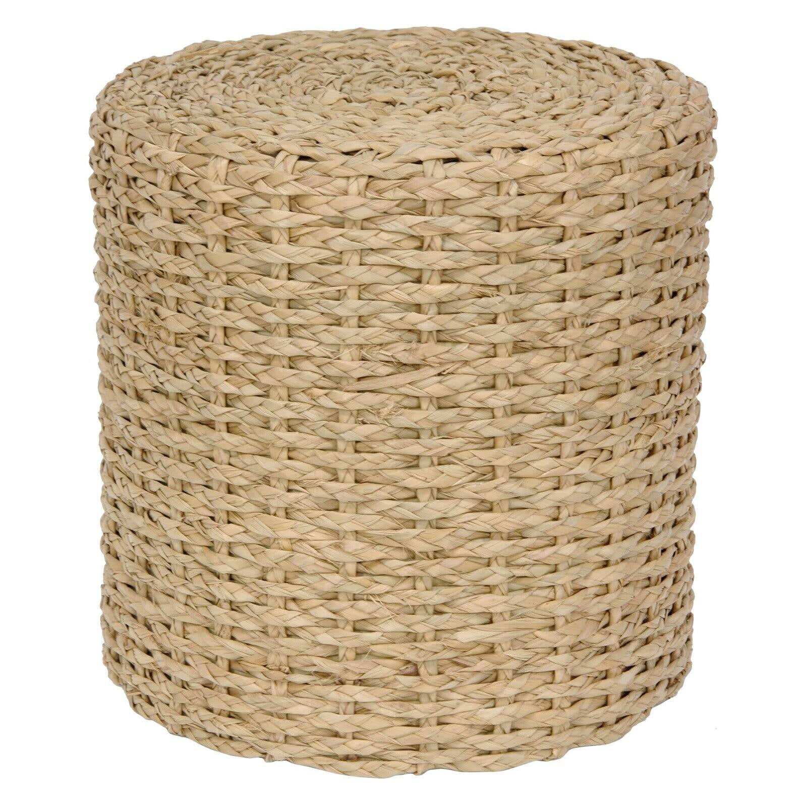 Natural Fiber Round Knotwork Stool in Light Brown