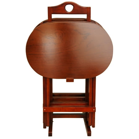 Oriental Furniture TV Tray Set - Set of 4, honey color