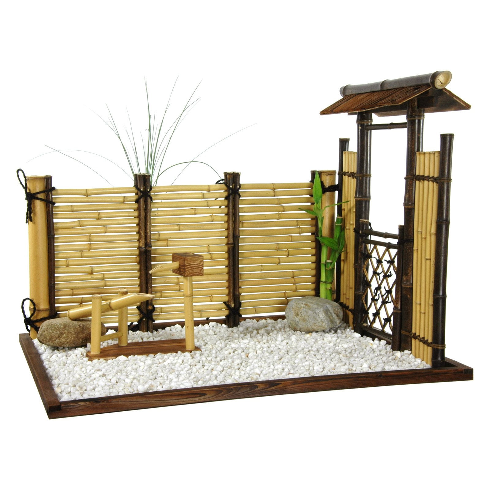 Zen Bamboo Mini Garden with Dark Walnut Base