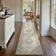 thumbnail image 1 of Oriental Hallway Runner Rug Non Slip, 2.5x8 Kitchen Washable Runner Soft Hallway Rug, Traditional Ultra-Thin Carpet for Bathroom Entryway ‎Laundry Room, Grey/Brown, 1 of 7
