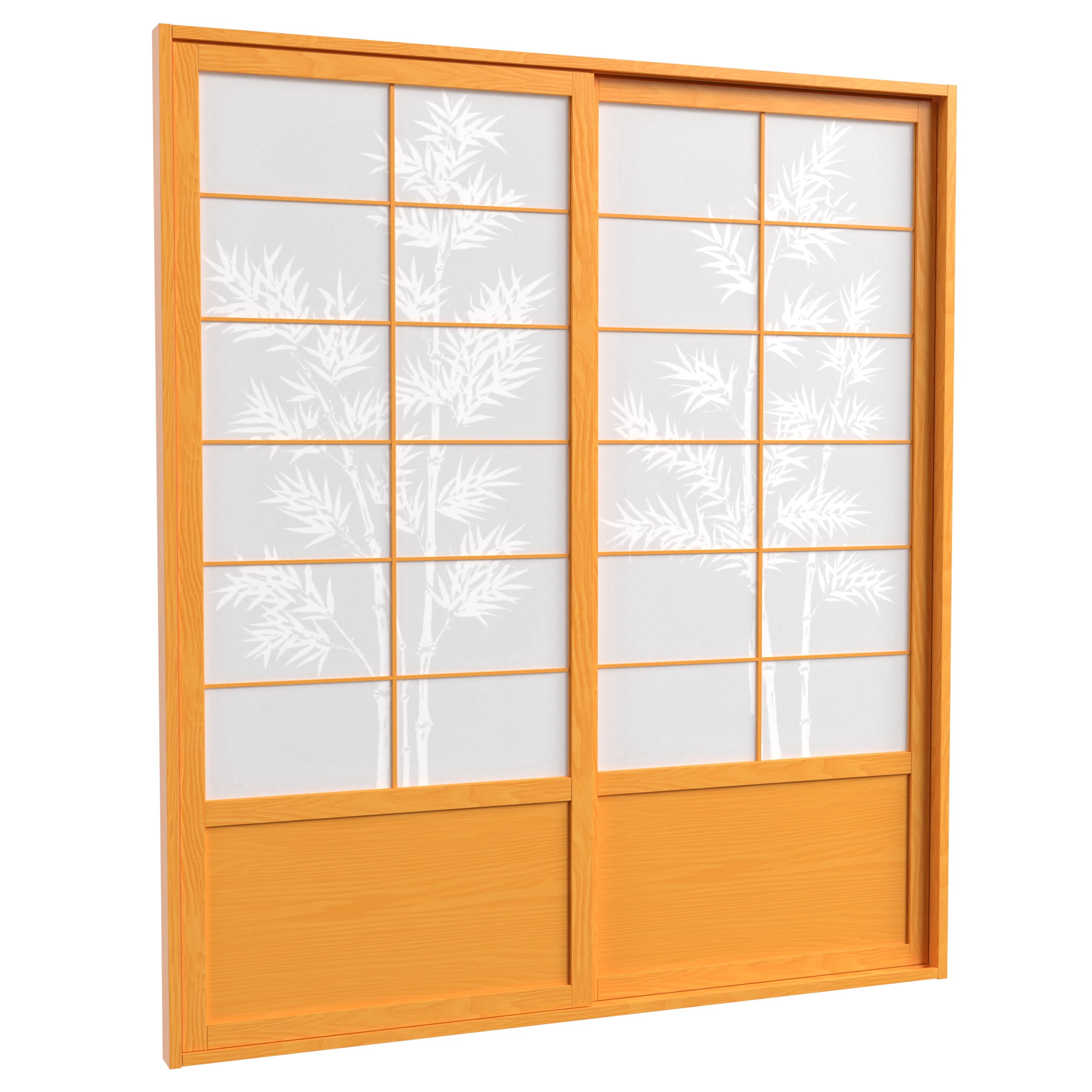 Red Lantern 7 ft. Tall Bamboo Tree Shoji Sliding Door Kit - Honey, Room Divider
