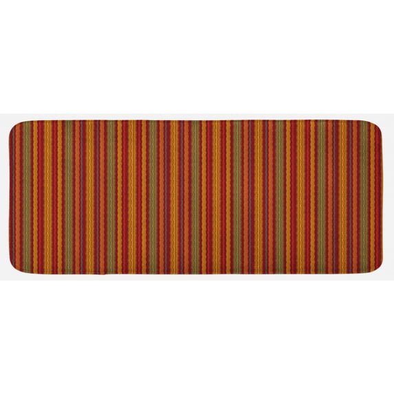Oriental Kitchen Mat, Folklore Geometric Motif with Rhombuses and Lines Ornamental Floral Design, Plush Decorative Kitchen Mat with Non Slip Backing, 47" X 19", Multicolor, by Ambesonne