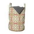 thumbnail image 1 of Oriental Laundry Bag, Traditional Ethnic Ottoman Ceramic Art Style Turkish Geometric Motif, Basket with Handles Drawstring Closure for Laundromats, 13" x 19", Sand Brown Dark Salmon, by Ambesonne, 1 of 4