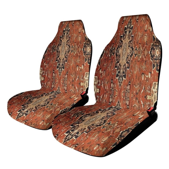 Oriental Medallion Floral Geometric Orange Car Seat Covers Front Seats Universal Fit for Cars SUV Truck Auto Interior Accessories