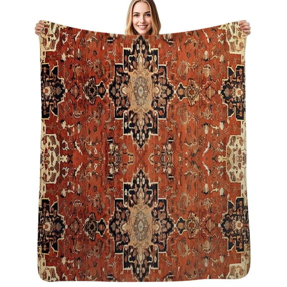 Oriental Medallion Floral Geometric Orange Soft Blanket Travel Bedding Throws Flannel Bedspread Sofa Bed Cover