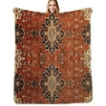 thumbnail image 1 of Oriental Medallion Floral Geometric Orange Soft Warm Blanket Throw Blanket Flannel Bedspread Couch Chair Cute Sofa Bed Cover, 1 of 6