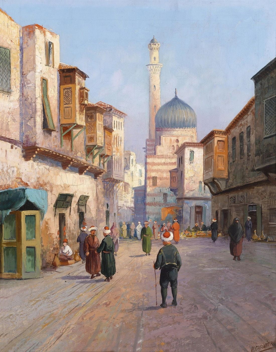 Oriental Middle Eastern Street Scene 1900 Art Canvas Art - (24 x 36)