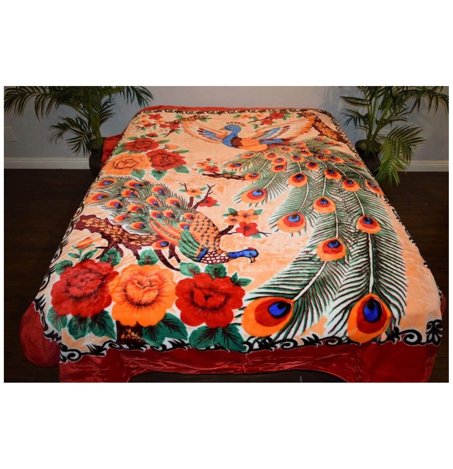 Oriental Peacocks Asian Asia Luxury Super Soft Medium Weight Queen Size
