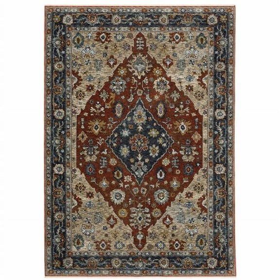 Oriental Power Loom Stain Resistant Area Rug with Fringe - Multi Color - 2' x 3'