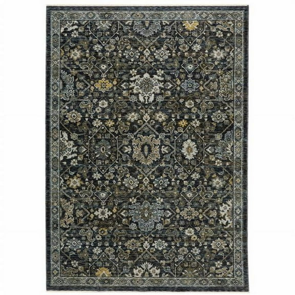 Oriental Power Loom Stain Resistant Area Rug with Fringe - Multi Color