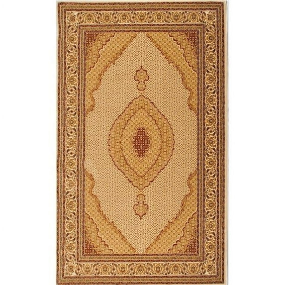 Oriental Power Loom Stain Resistant Rectangle Area Rug - Cream - 3' x 10'