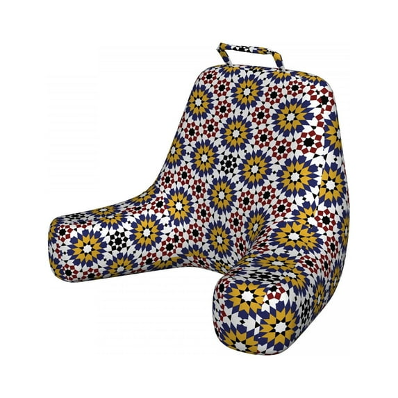 Oriental Reading Pillow Cover, Floral Moroccan Mosaic Repetition, Unstuffed Printed Bed Rest Case from Soft Fabric, XL Size, Multicolor, by Ambesonne
