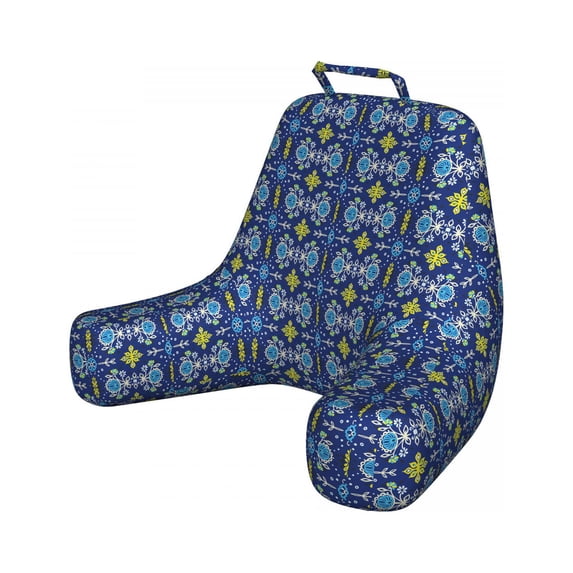 Oriental Reading Pillow Cover, Ornamental Flowers Leaves and Cultural Streaks, Unstuffed Printed Bed Rest Case from Soft Fabric, XL Size, Lavender Yellow, by Ambesonne