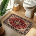 thumbnail image 1 of Oriental Red Plush Flannel Bath Rug 16x24 Inches, Quick Dry Absorbent Non Slip Mat for Bathroom Sink Tub, 1 of 6