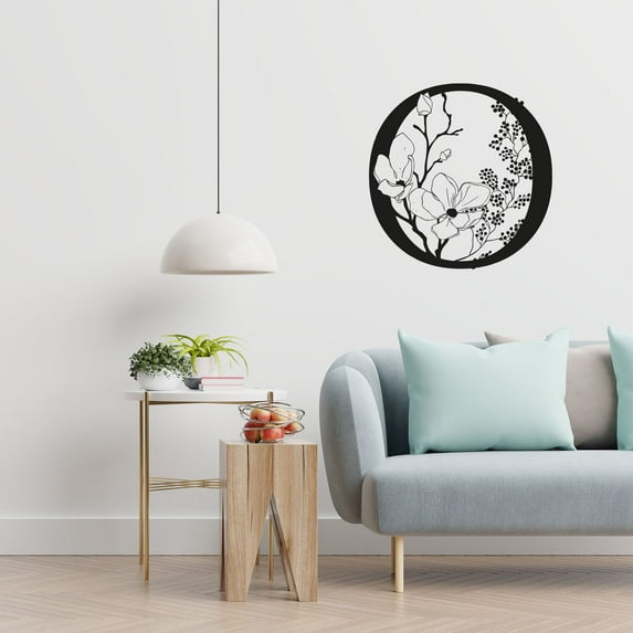 Oriental Romantic Flower Cherry Blossom Japanese Plant Sakura Wall Sticker Art Decal for Girls Boys Kids Room Bedroom Nursery House Fun Home Decor Stickers Wall Art Vinyl Decoration Size (20x20 inch)