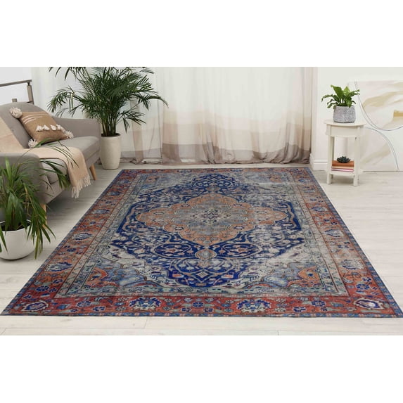 Oriental Rug, Nursery Rug, Turkish Rug, Chenille Printed Stye Rug, Machine Washable Rugs, Modern Rug, Medallion Rugs, Modern Rug Cute Rug, Bath Rugs, 3.9'x5.9' - 120x180 cm