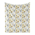 thumbnail image 1 of Oriental Soft Flannel Fleece Throw Blanket, Abstract Geometric Flowers Zebra Prints Circles Palm Leaves, Cozy Plush for Indoor and Outdoor Use, 50" x 70", Earth Yellow Pale Grey, by Ambesonne, 1 of 5