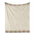 thumbnail image 1 of Oriental Soft Flannel Fleece Throw Blanket, Abstract Geometrical Elements Inspirations Symmetrical Shapes, Cozy Plush for Indoor and Outdoor Use, 50" x 60", Brown and Ivory, by Ambesonne, 1 of 5