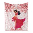 thumbnail image 1 of Oriental Soft Flannel Fleece Throw Blanket, Belly Dancer Woman and Floral Ornaments, Cozy Plush for Indoor and Outdoor Use, 60" x 80", Pink Vermilion, by Ambesonne, 1 of 6