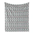 thumbnail image 1 of Oriental Soft Flannel Fleece Throw Blanket, Flourishing Motifs Eastern Inspired Curves and Strokes, Cozy Plush for Indoor and Outdoor Use, 70" x 90", Pale Teal Dark Taupe, by Ambesonne, 1 of 5