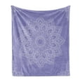 thumbnail image 1 of Oriental Soft Flannel Fleece Throw Blanket, Monochrome Design Floral Mandala Folkloric Ornament Lace Looking Print, Cozy Plush for Indoor and Outdoor Use, 60" x 80", Lavender Blue White, by Ambesonne, 1 of 5