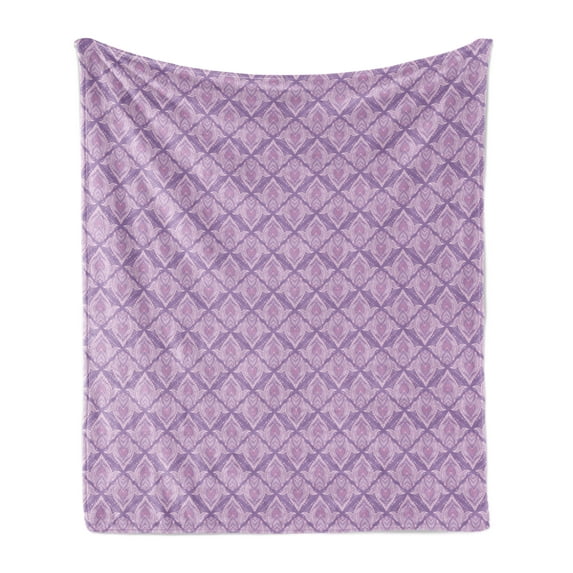 Oriental Soft Flannel Fleece Throw Blanket, Ornamental Violet Tones Design with a Bohemian Vibe, Cozy Plush for Indoor and Outdoor Use, 50" x 70", Mauve Pale Mauve, by Ambesonne