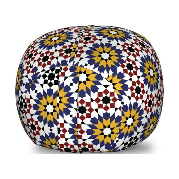 Oriental Storage Toy Bag Chair, Floral Moroccan Mosaic Repetition, Stuffed Animal Organizer Washable Bag, Large Size, Multicolor, by Ambesonne