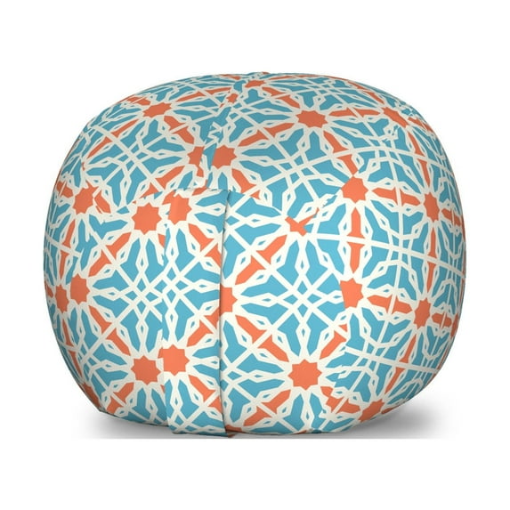 Oriental Storage Toy Bag Chair, Stalactite Inspired Intricate Lattice Moroccan Style, Stuffed Animal Organizer Washable Bag, Large Size, Rust Blue and Eggshell, by Ambesonne