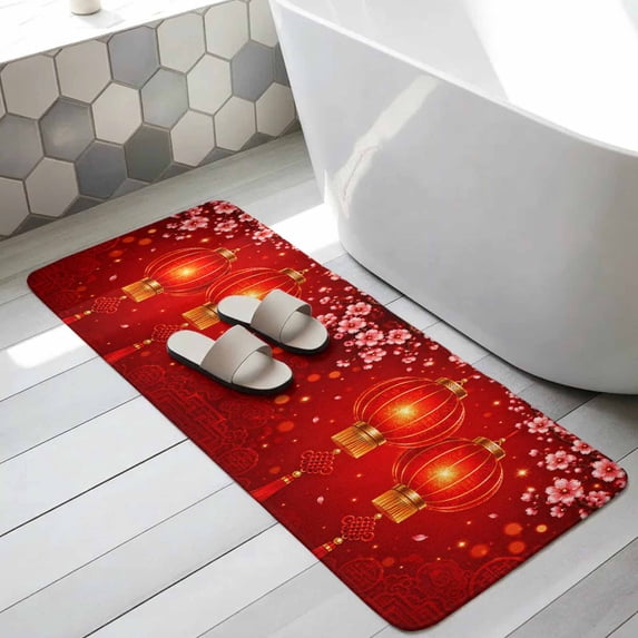 Oriental Style Bathroom Runner Rugs Non Slip Washable Absorbent Narrow ...