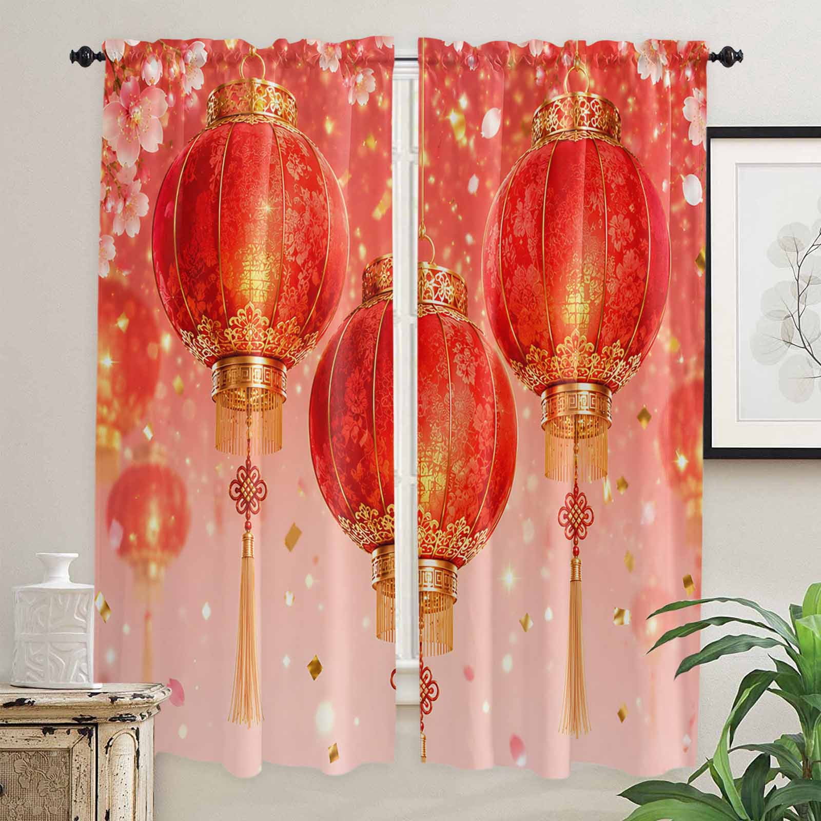 Oriental Style Kitchen Curtain for Berdoom Living Room Cafe 72 Inch ...