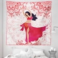 thumbnail image 1 of Oriental Tapestry, Belly Dancer Woman and Floral Ornaments, Fabric Wall Hanging Decor for Bedroom Living Room Dorm, 5 Sizes, Pink Vermilion, by Ambesonne, 1 of 1