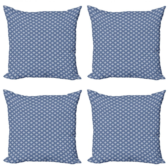 Ambesonne Oriental Throw Pillow Cover 4 Pack, Talavera Pattern, 20", Night Blue and White