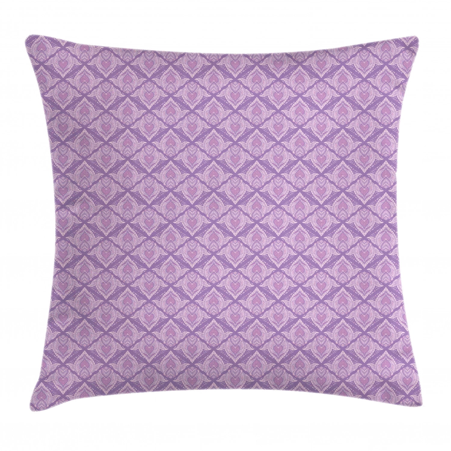 Oriental Throw Pillow Cushion Cover, Ornamental Violet Tones Design