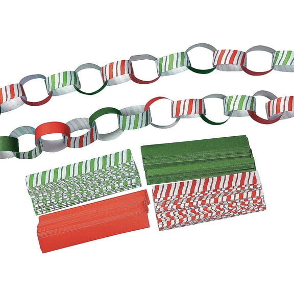 Oriental Trading Company, Candy-Striped Paper Chains, Christmas, Paper Chain Craft Kit, 500 Pieces