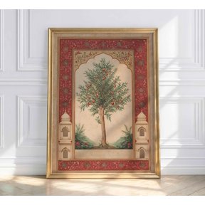 Oriental Tree Persian Miniature Tree Of Life Islamic Art Boho Fine Decorative Wall Art Poster , Poster Print Only