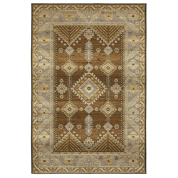 Oriental Weavers Naples Area Rug 1441X Outdoor Brown Medallion 9'10" X 12'10" Rectangle