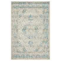 Oriental Weavers Naples Indoor/Outdoor Rug - 1221X - 9'10" x 12'10" - in Gray/ Teal - Vintage Inspired, Water, Stain and Fade Resistant, Hose Clean, Patio, Outdoor Living Area Rug