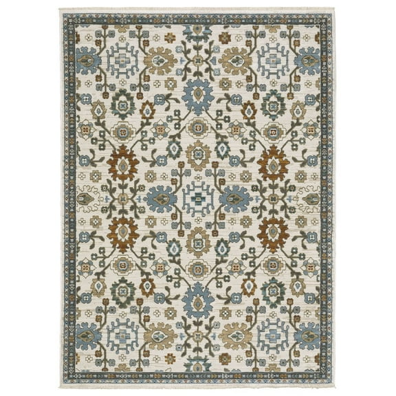 Oriental Weavers Keira Area Rug - KEI02 - 9'10" x 12'10" - in Ivory/ Multi - Vintage Inspired, Stain Resistant, Family and Pet Friendly , Family, Dining, Living Room Rug
