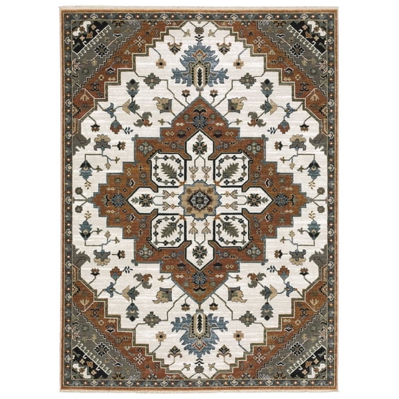 Oriental Weavers Keira Area Rug KEI03 Traditional Rust Floral 9'10" X 12'10" Rectangle