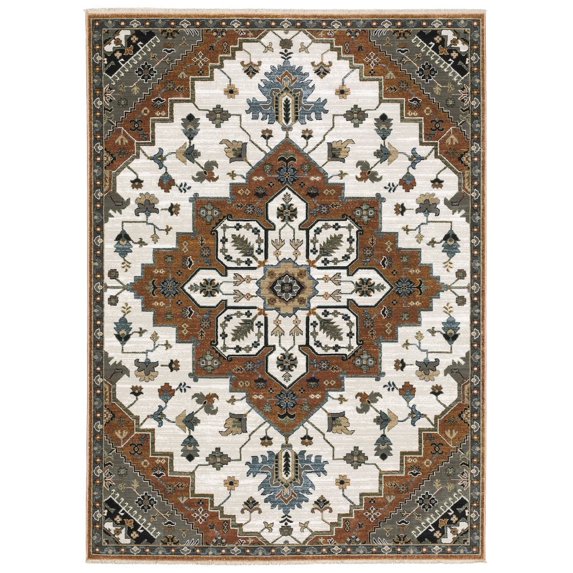 Oriental Weavers Keira Area Rug KEI03 Traditional Rust Floral 9'10" X 12'10" Rectangle