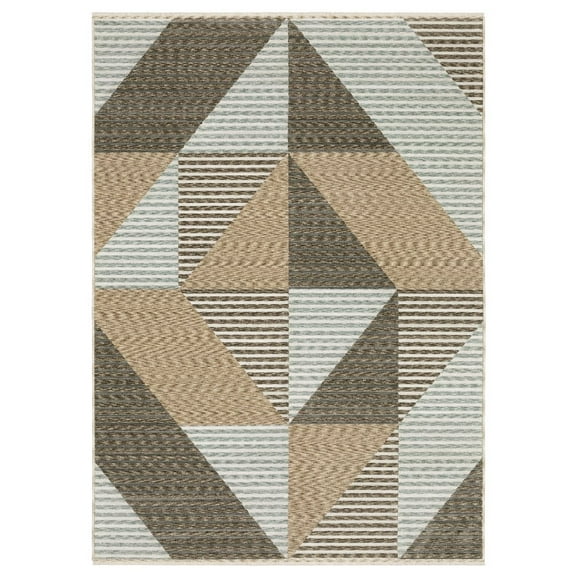 Oriental Weavers Echo Area Rug - ECH04 - 3'3" x 5' - in Beige/ Grey - Contemporary Style, Stain Resistant, Family and Pet Friendly , Entrway, Bedroom Rug