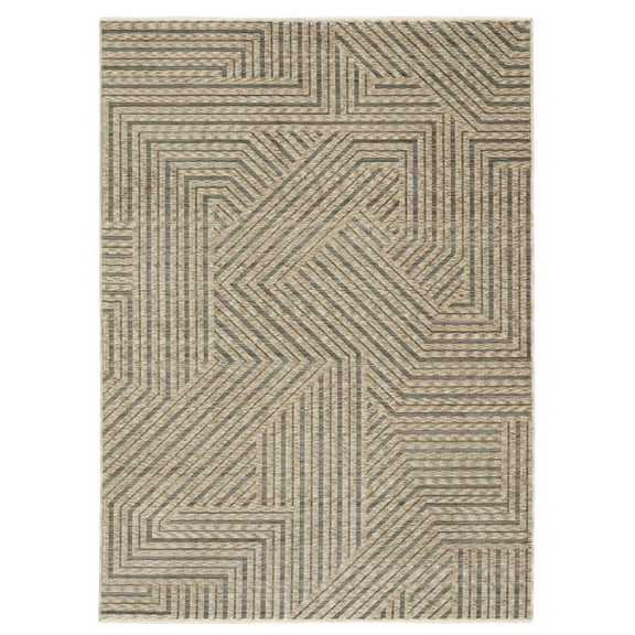 Oriental Weavers Echo Area Rug - ECH01 - 3'3" x 5' - in Beige/ Gray - Modern Industrial Style, Stain Resistant, Family and Pet Friendly , Entrway, Bedroom Rug