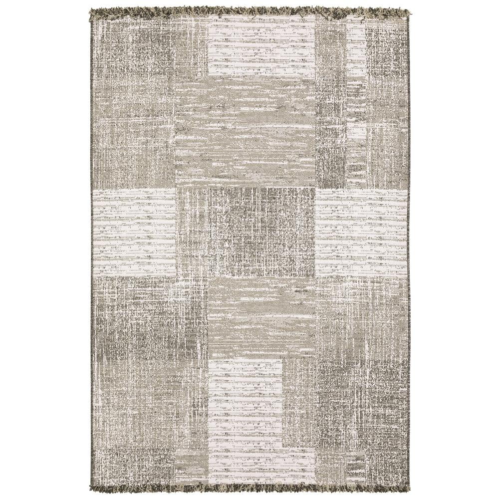 Gillian Beige and Black Geometric Synthetic Flat Woven Rug 3'3" x 5'