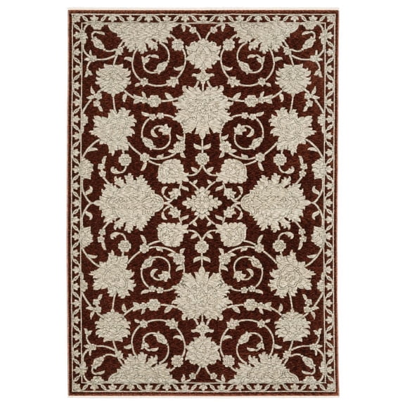 Oriental Weavers Capella Area Rug - CAP08 - 3'3" x 5' - in Rust Red/ Beige - Vintage Inspired, Stain Resistant, Family and Pet Friendly , Entrway, Bedroom Rug
