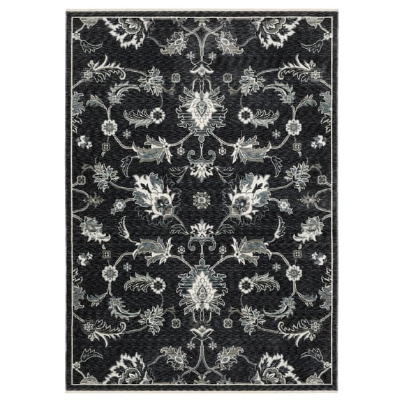Oriental Weavers Echo Area Rug - ECH05-5'3" x 7'6" - in Blue/Ivory - Vintage Inspired, Stain Resistant, Family and Pet Friendly, Bedroom, Office Rug