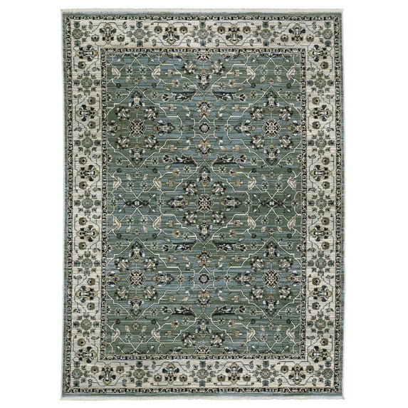 Oriental Weavers Keira Area Rug - KEI07 - 5'3" x 7'6" - in Blue/ Green - Vintage Inspired, Stain Resistant, Family and Pet Friendly , Bedroom, Office Rug